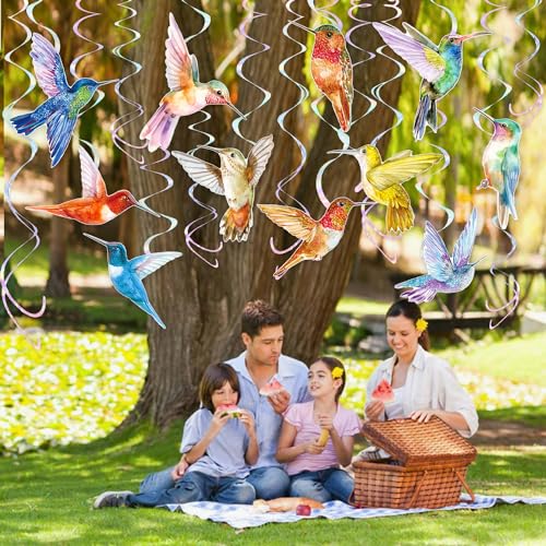 20Pcs Hummingbird Hanging Swirls - Vibrant Party Decor