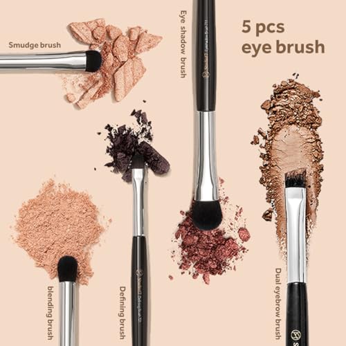 STUDIO17 Eye Makeup Brush Set - 5 Portable Synthetic Brushes