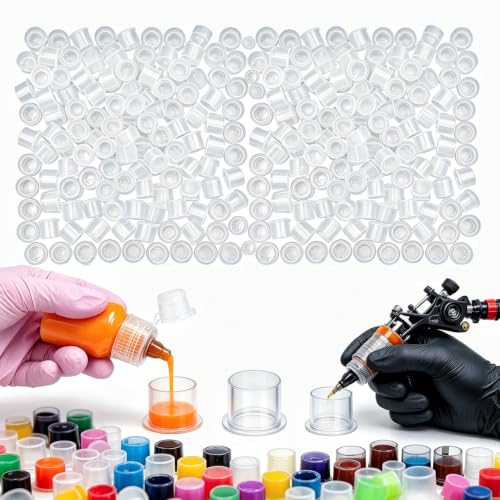 300Pcs Tattoo Ink Caps Kit with Stable Base - Small, Medium, Large