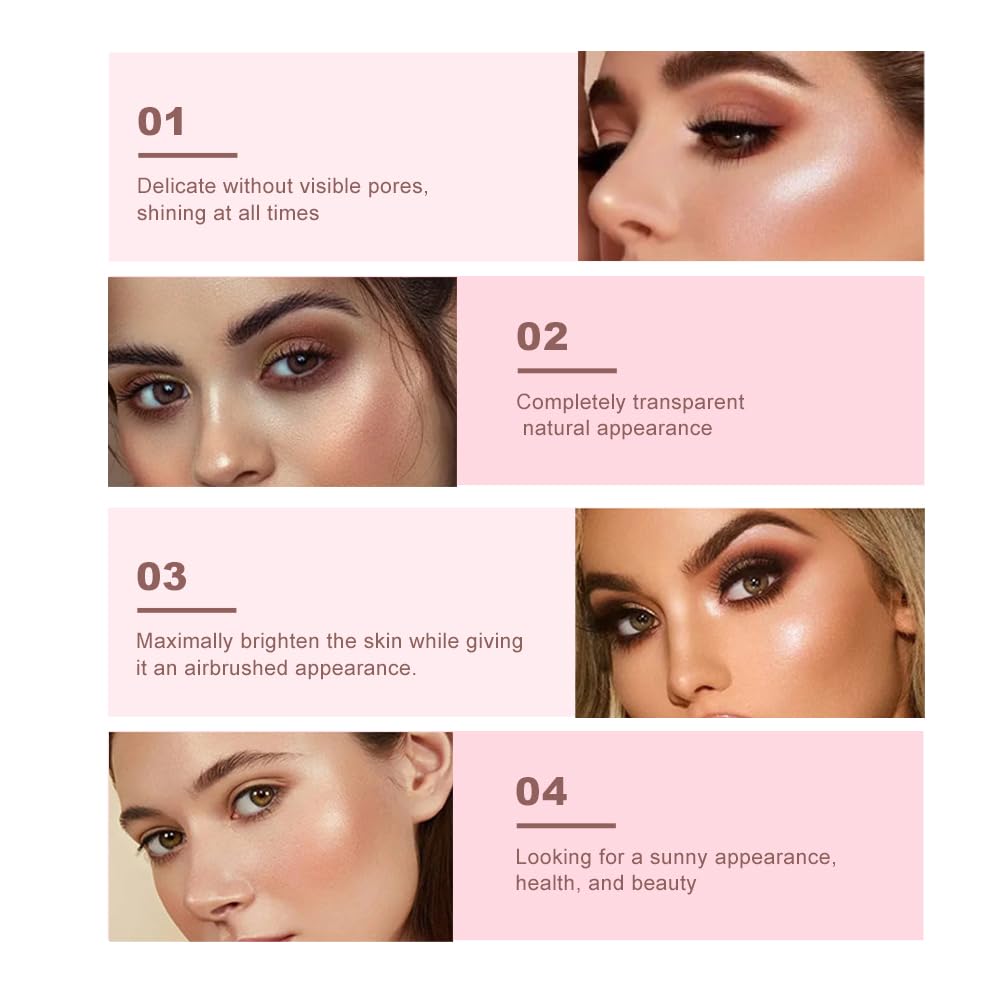 Baked Face Trio Palette, Highlighter Blush Contour &Eyeshadow All in One, Silky Smooth Blendable Powder, Natural Low Saturation Shades, Color Rich Waterproof Long-Lasting Makeup Palette for Daily-B03