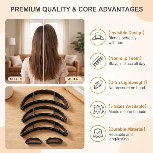 VANTOBEST 5PCS Hair Bump It Set for Volume & Styling, Black