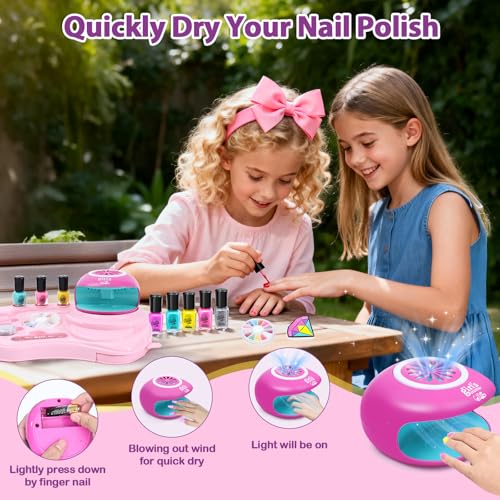 Kids Nail Art Kit with Non-Toxic Polish & Accessories - Perfect for Girls Ages 7-12