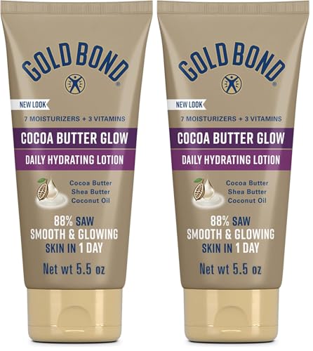 Gold Bond Cocoa Butter Glow Daily Hydrating Lotion, 5.5 oz (Pack of 2)
