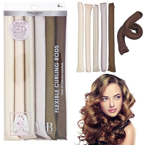 Satin Curling Rods 6-Piece Heatless Hair Curlers for Natural Waves & Spiral Curls