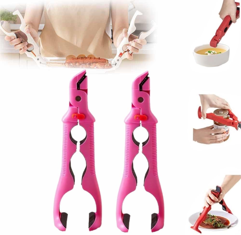 3-in-1 Hot Plate Gripper - Multi-Angle Anti-Scald Bowl Holder Tool | Red, Secure Lock Design