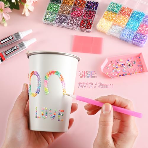ALGLEA 48-Color Resin Rhinestone Bedazzling Kit with 37,000 Gems & Jewelry Glue