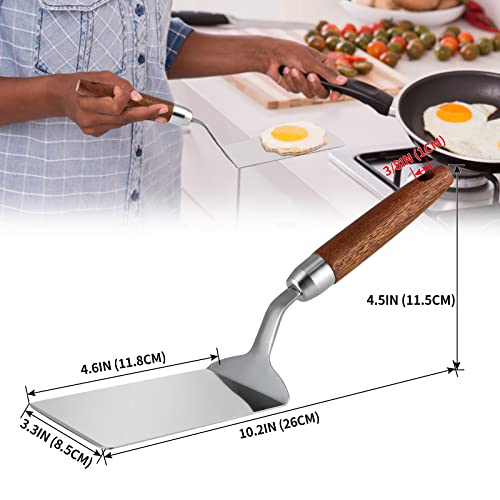 Stainless Steel Spatula with Wooden Handle for Cooking & Grilling