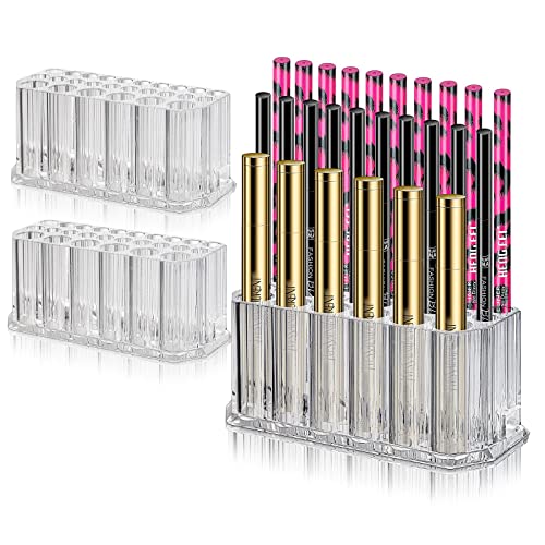 Foraineam 3-Pack Acrylic Makeup Organizer for Eyeliner, Lip Liner, and Brushes