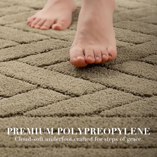 Hicorfe Non-Slip Kitchen Runner Rug 20"x48" - Tan Absorbent Mat