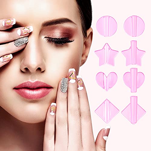 Patelai 4 Pcs Nail Embossed Molds for Nail Art - Heart, Star, Circle, Square