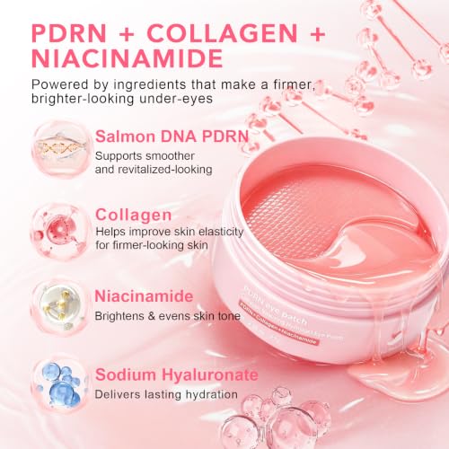 LUCKY CAT PDRN Collagen Eye Patches for Dark Circles & Puffiness (60 Ct)