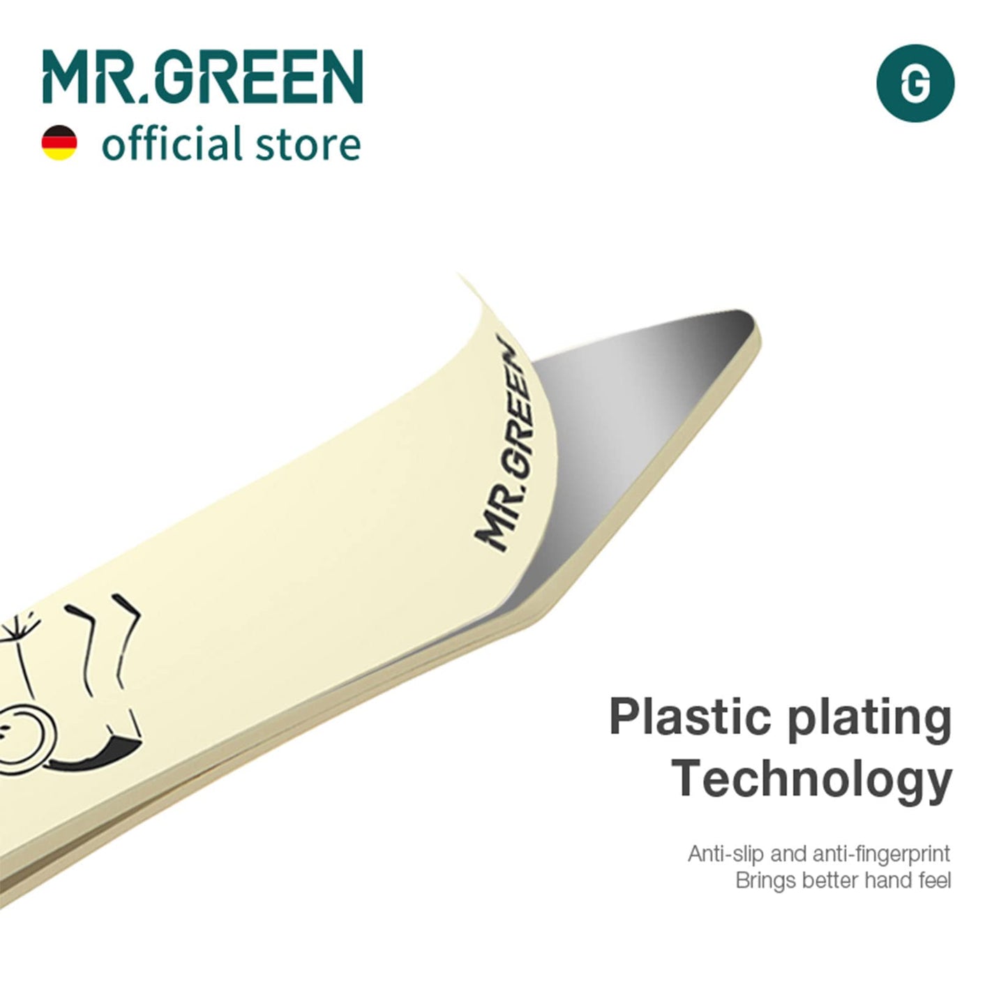 MR.GREEN Curve Handle Eyebrows Tweezers Professional Fine Hairs Removal Puller Makeup Tools Stainless Steel Beauty Clips Removal (Light Yellow)