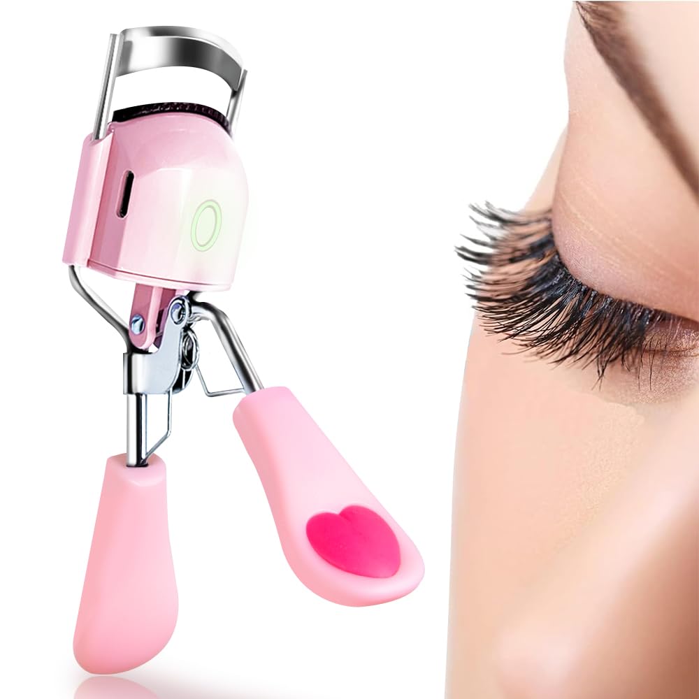 Heated Eyelash Curler - USB Rechargeable Electric Lash Curler with Silicone Pad | Long-Lasting Makeup Tool for Women