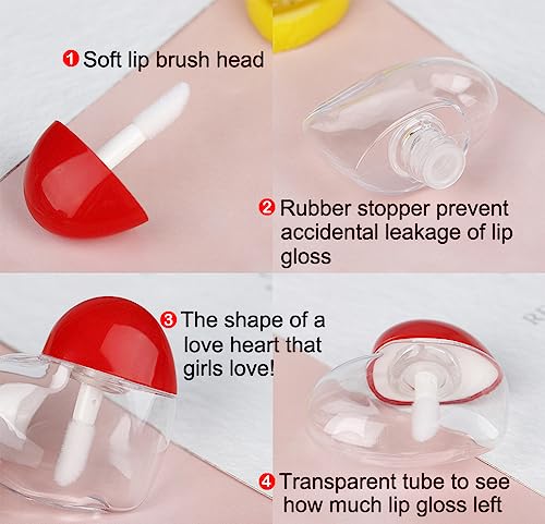 Heart-Shaped Lip Gloss Containers 5ml Refillable DIY Makeup Bottles - Set of 5