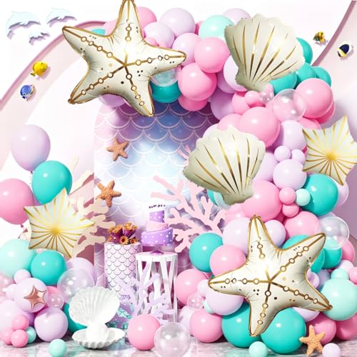6Pcs Under the Sea Starfish & Seashell Balloons Set