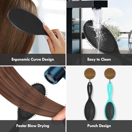 Aussumy 4 Pack Detangling Hair Brushes with Soft Bristles - Colorful Set for Wet & Dry Hair