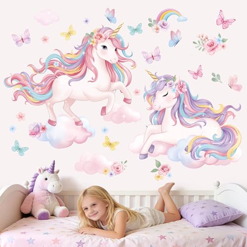 Wondever Unicorn Wall Decals - Large Peel and Stick Stickers for Kids Room