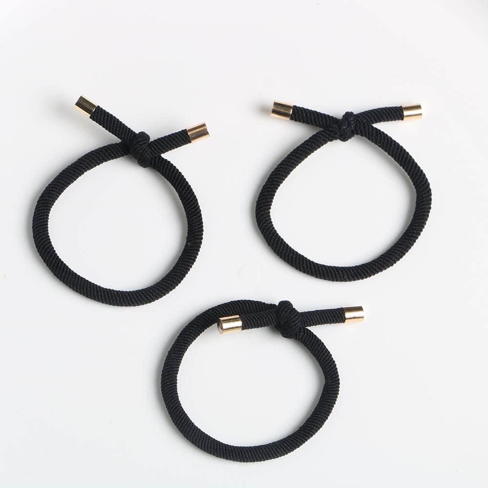 Elastic Hair Ties - Stretchy Rubber Bands for Women | Pack of 12 Black Ponytail Holders