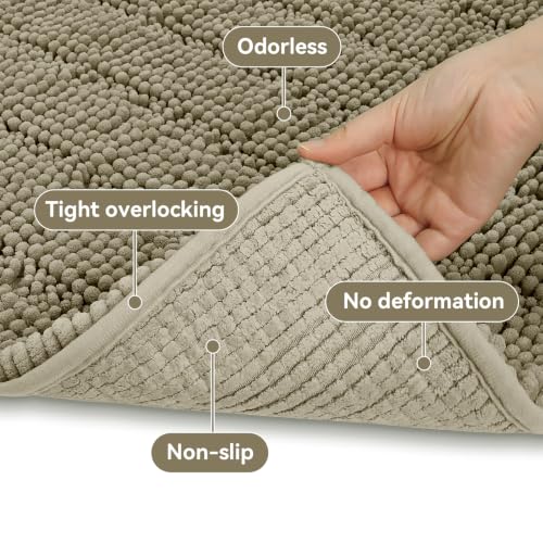 Bcoimo Chenille Bath Rug Mat 24x17 - Soft, Non-Slip & Absorbent