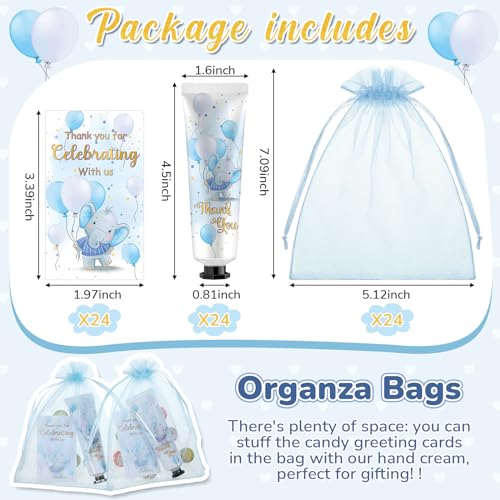 Blue Elephant Baby Shower Hand Cream Gift Set - 24 Pack