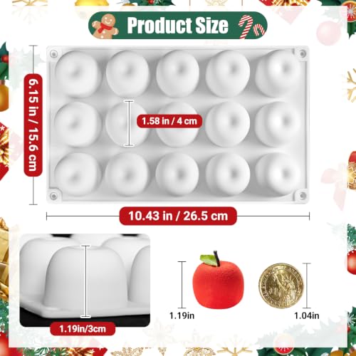 15-Cavity Apple Silicone Mold for Mousse, Chocolate & Pudding