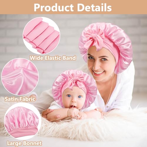 Mommy and Me Satin Bonnet Set - Adjustable Sleeping Hair Caps
