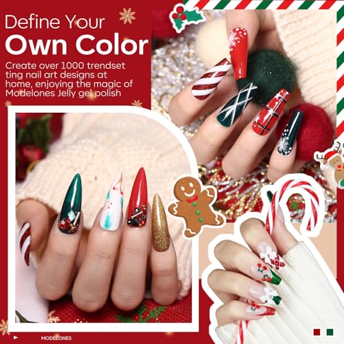 Modelones Glitter Gel Nail Polish Set Christmas Gift - 6 Colors, Long-Lasting
