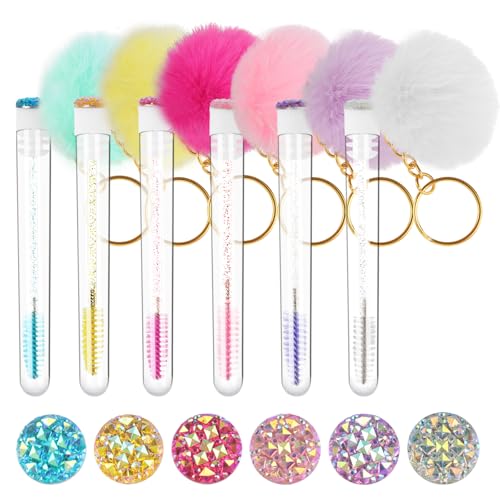 Disposable Mascara Wands Set with Diamond Keychain Tubes - 48 Pieces