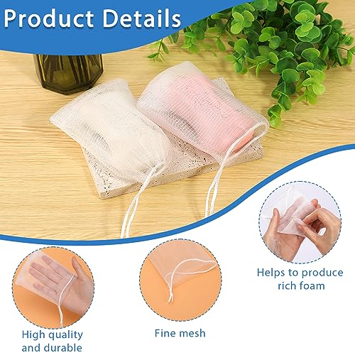 Mozeat Lens 20PCS Mesh Soap Saver Pouches with Drawstring