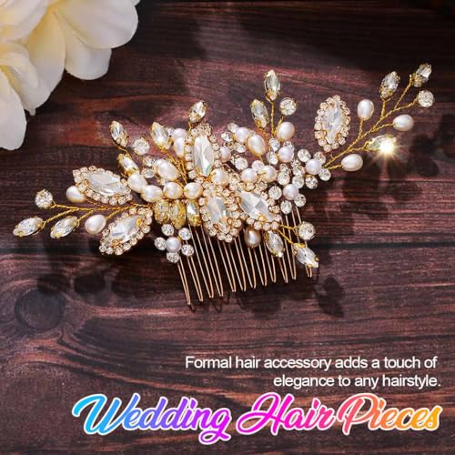 GORAIS Rhinestone Bridal Hair Comb - Gold Wedding Hair Accessory