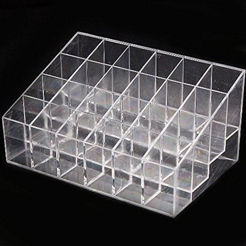 Transparent 24-Lattice Lipstick Organizer - 5.75x3.75x1.75 Inch (Pack of 2)