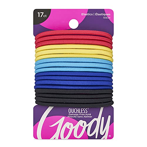 Goody Ouchless Hair Ties - 17 Count Assorted Colors, 4MM