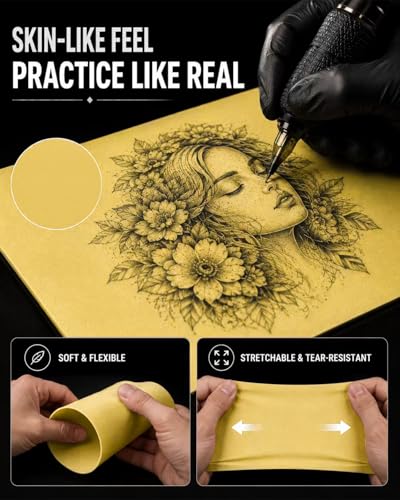 Neebol Tattoo Practice Kit - 10 Double-Sided Fake Skin Sheets