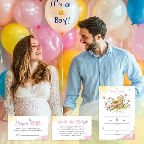 Winnie the Pooh Baby Shower Invitations Set - 25 Fill-In Cards with Envelopes