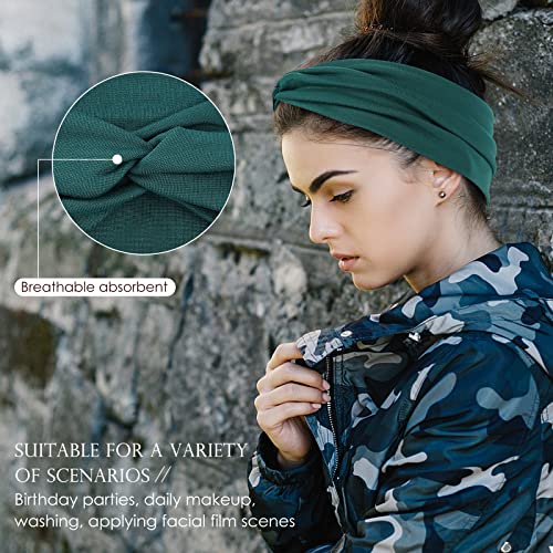 Panleding 12 Pcs Dark Serial Elastic Sports Headbands for Women, Absorbing Sweat