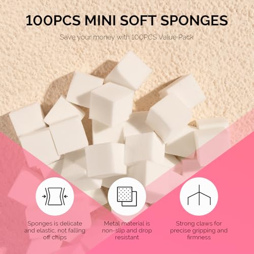 MelodySusie 100Pcs Nail Sponges with Grabbing Pen for Ombre Art