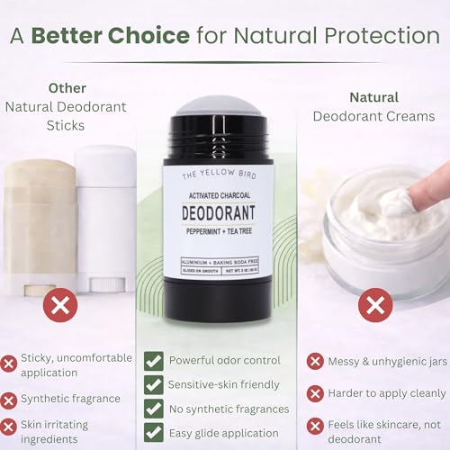 The Yellow Bird Natural Charcoal Deodorant - Aluminum & Baking Soda Free