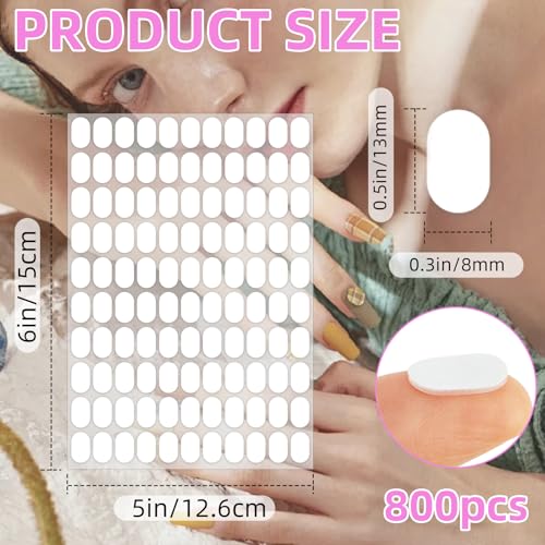 800 Pcs Double-Sided Adhesive Nail Art Tabs - Pre-Cut Sticky Strips