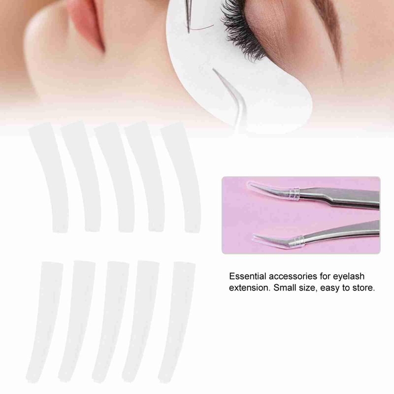 10Pcs Grafting Eyelashes Tips Covers, Non Slip Elbow Tweezers Protective Cover, Soft Silicone Tweezer Point Protectors Cap for Beauty Salon, Makeup College, Transparent