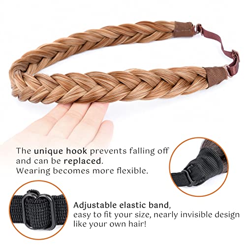 BOBIYA Chunky Braided Headband - Synthetic Hair Plaited Band, Strawberry Blonde