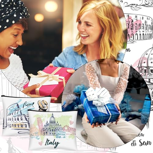 Elegant Italy Themed Cosmetic Pouch Set - 9 Zipper Bags for Travel & Gifts