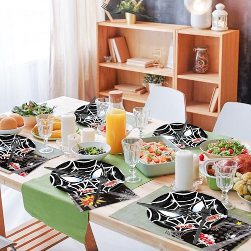 Black Spider Birthday Party Supplies - 96-Piece Set for 24 Guests