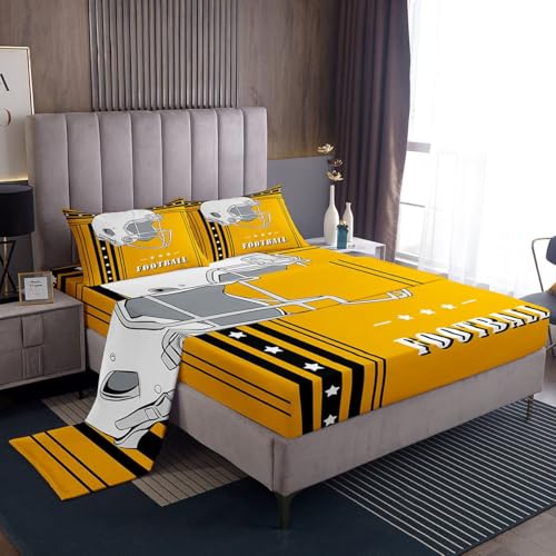 Erosebridal Full Bed Sheet Set - Yellow & Black Striped Stars