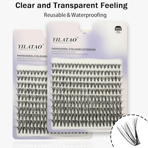 Yilatao Wispy C Curl False Eyelash Clusters for DIY Extensions - Black-1