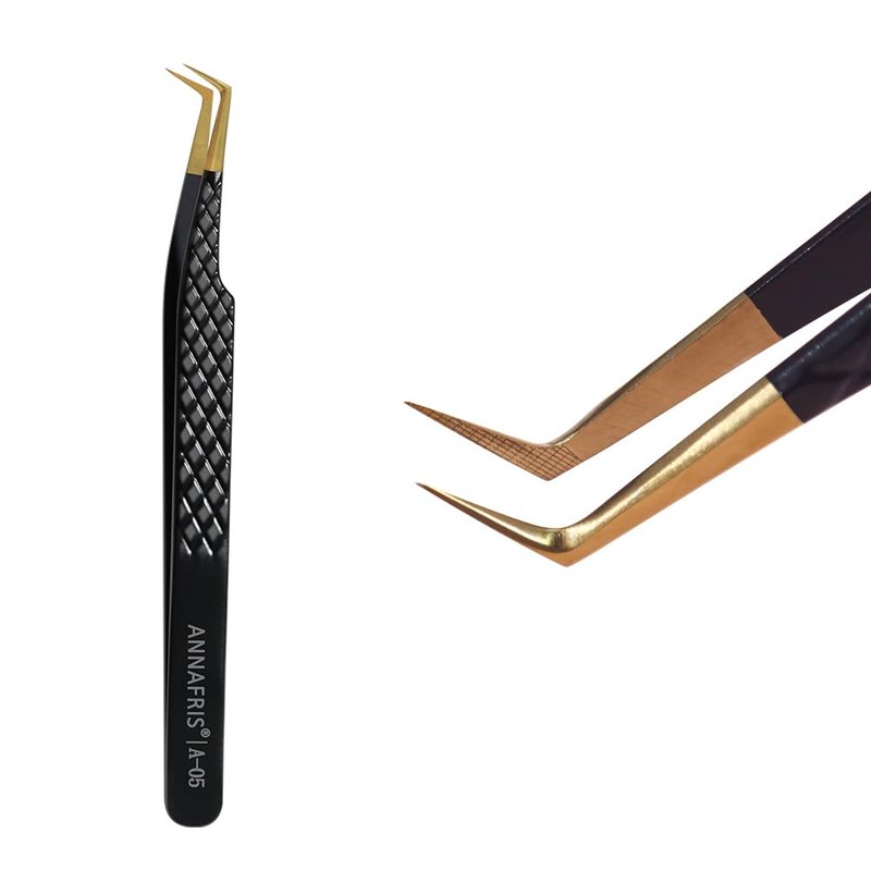 ANNAFRIS Lash Tweezers for Eyelash Extensions,Precision Fiber Tip for Volume Eyelash Extensions,Lash Extension Tweezers for Easy Application and Removal-A05