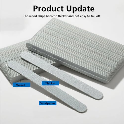 50pcs Wooden Nail Files Double Sided Emery Board 180/240 Grit Thin Variation