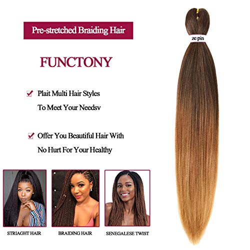 Zepin 30 Inch Pre-Stretched Braiding Hair - 8 Pack Synthetic Yaki Fiber (1B/30/27)