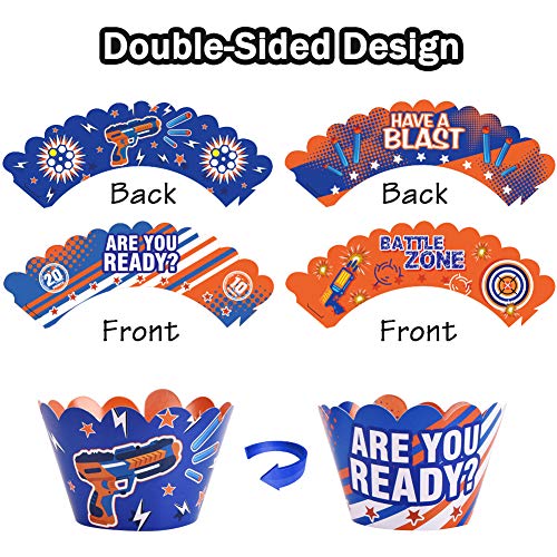 Dart War Cupcake Toppers & Wrappers - 48 Piece Set for Kids' Parties