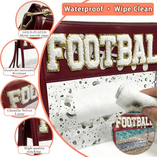 SUMINGGO Football Mom Essentials Clear Stadium Bag - Brown, TSA Approved