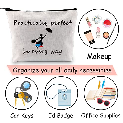 Practically Perfect Movie Quote Canvas Makeup Bag & Pencil Case